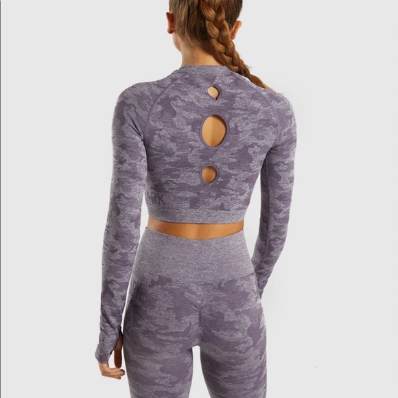 Gymshark CAMO SEAMLESS LONG SLEEVE CROP TOP - Picture 2 of 3